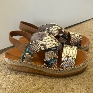 Cole Haan snakeskin pattern espadrille platform